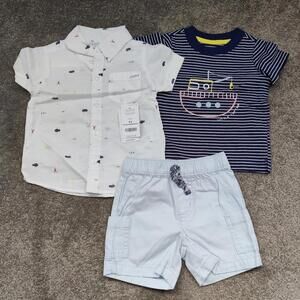 Carter’s Baby Boy 3-Piece Nautical Tops & Shorts Set Blue 6M NWT